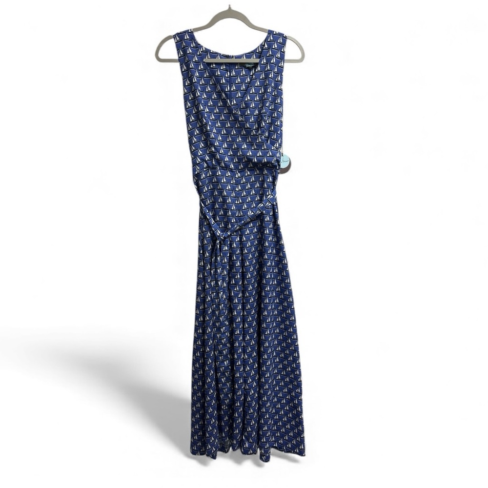 Eva Franco Anthropologie Sailboat Print Jumpsuit Blue & White Size 8 NWT - Picture 3 of 7